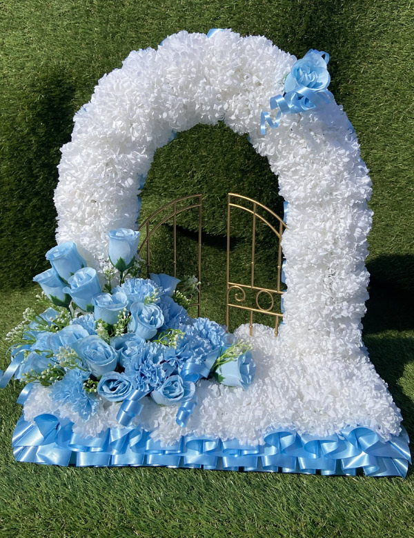 blue silk funeral gates of heaven